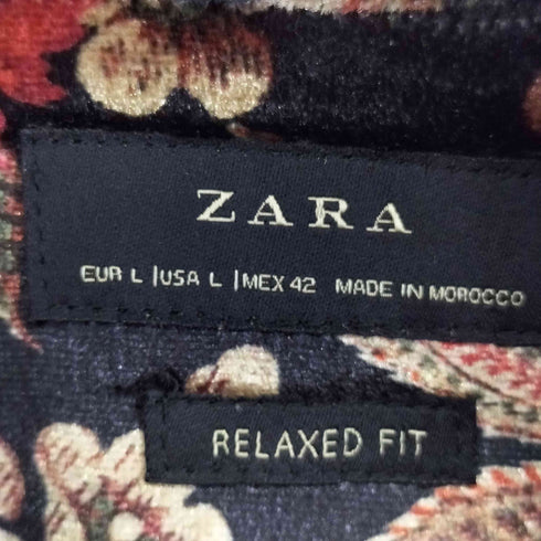 ザラ ZARA RELAXED FIT 花柄 ベロア L/S シャツ メンズ import:L