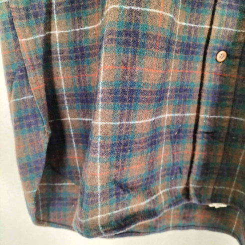 ペンドルトン PENDLETON 70S USA製 襟裏キルティング ウール チェック柄 シャツ メンズ import:XL