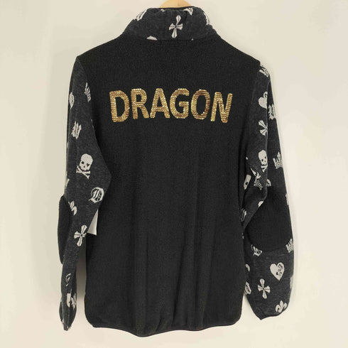 DANCE WITH DRAGON 裏起毛 クロス スカル バックスパンコール フリースジャケット レディース JPN:3