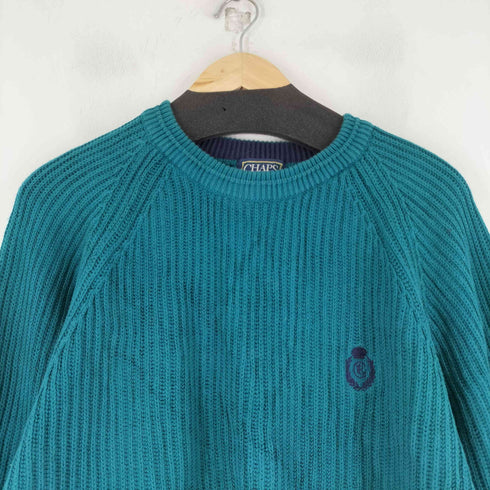 チャップスラルフローレン CHAPS RALPH LAUREN 80S ワンポイント刺繍ラグランコットンニット メンズ import:L