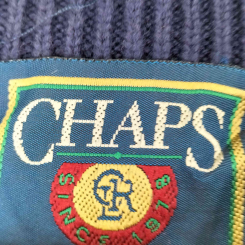 チャップスラルフローレン CHAPS RALPH LAUREN 80S ワンポイント刺繍ラグランコットンニット メンズ import:L