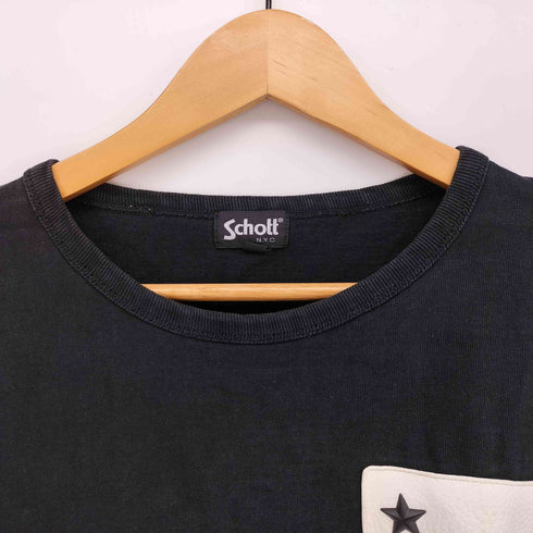 ショット Schott レザーパッチ クルーネック S/S Tシャツ メンズ import:XL