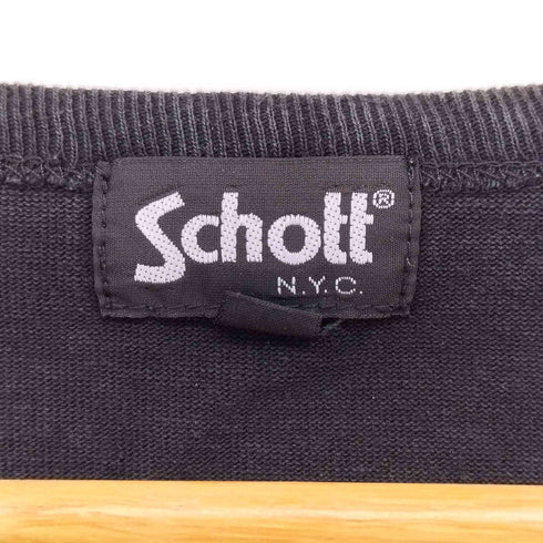 ショット Schott レザーパッチ クルーネック S/S Tシャツ メンズ import:XL