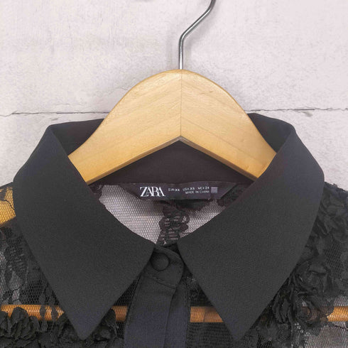ザラ ZARA フラワーレースシースルーシャツ レディース import:XS