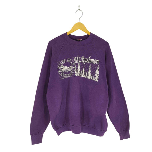 フルーツオブザルーム FRUIT OF THE LOOM 90S USA製 MT.RUSHMOREプリント 裏起毛 ラグランスウェット メンズ import:XL