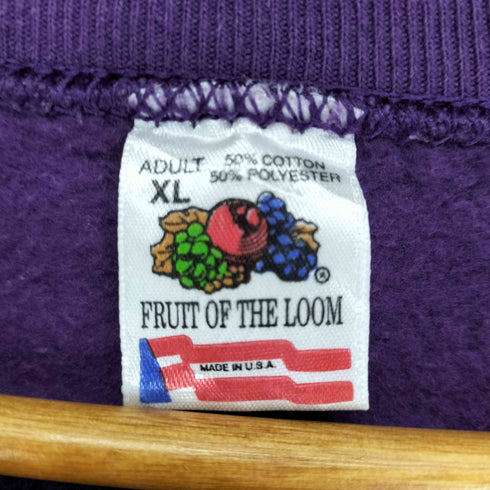 フルーツオブザルーム FRUIT OF THE LOOM 90S USA製 MT.RUSHMOREプリント 裏起毛 ラグランスウェット メンズ import:XL
