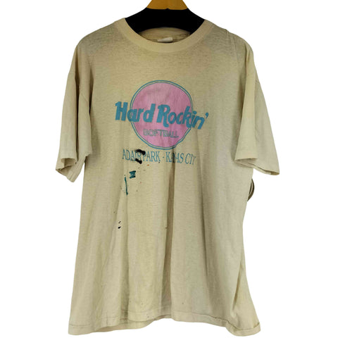ヘインズ Hanes 80S USA製 HARD ROCKIN アドバタイジング Tシャツ メンズ import:XL