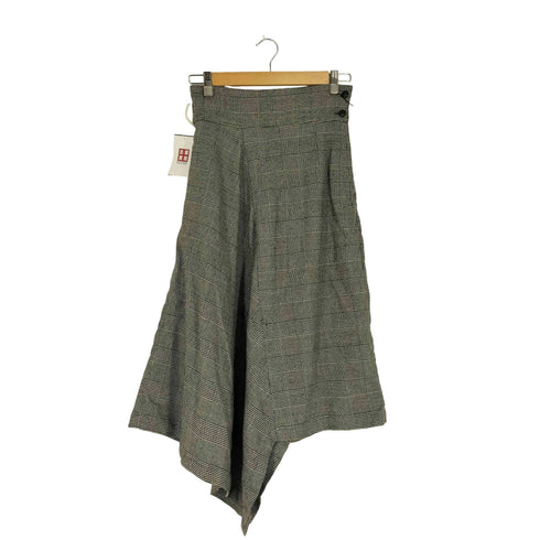 アイエスイッセイミヤケ I.S. ISSEY MIYAKE 80s グレンチェック柄 変形 ロングスカート レディース JPN:9号 9
