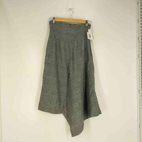 アイエスイッセイミヤケ I.S. ISSEY MIYAKE 80s グレンチェック柄 変形 ロングスカート レディース JPN:9号 9