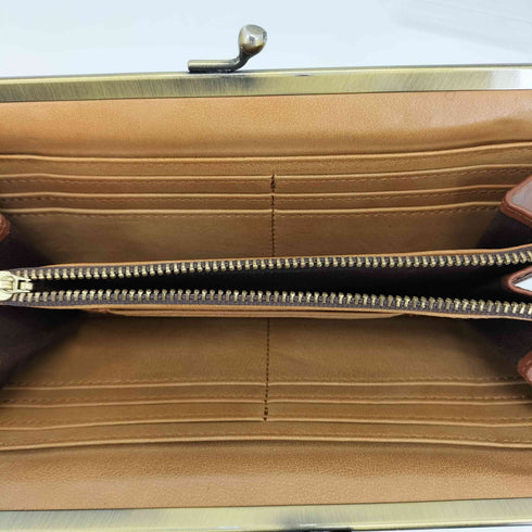paquet cuir veritable カードポケット ファスナー付き がま口 レザー製長財布 レディース