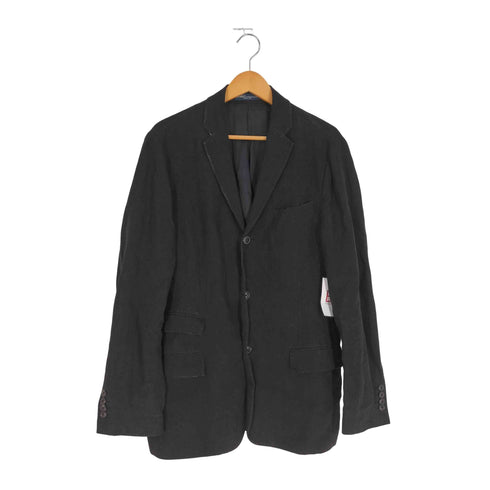 ポロバイラルフローレン Polo by RALPH LAUREN 90S イタリア製 リネン 3Bテーラードジャケット ブラック メンズ US:40