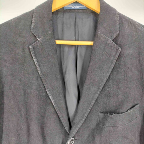 ポロバイラルフローレン Polo by RALPH LAUREN 90S イタリア製 リネン 3Bテーラードジャケット ブラック メンズ US:40