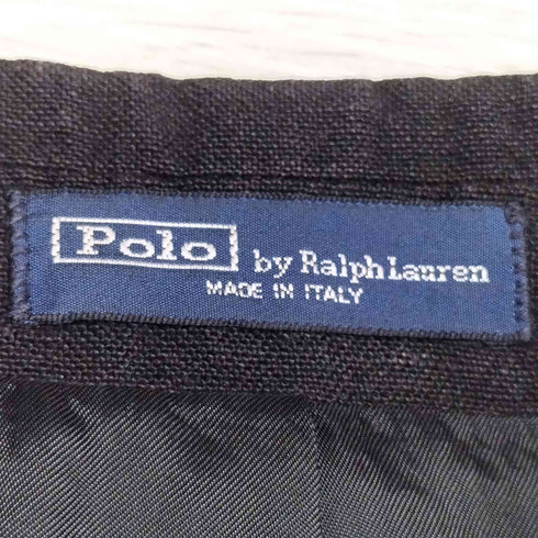 ポロバイラルフローレン Polo by RALPH LAUREN 90S イタリア製 リネン 3Bテーラードジャケット ブラック メンズ US:40