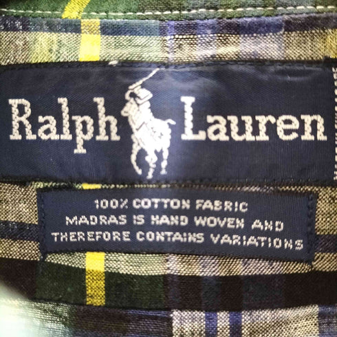 ラルフローレン RALPH LAUREN 90S ポニー刺繍 チェックL/S BDシャツ メンズ import:M