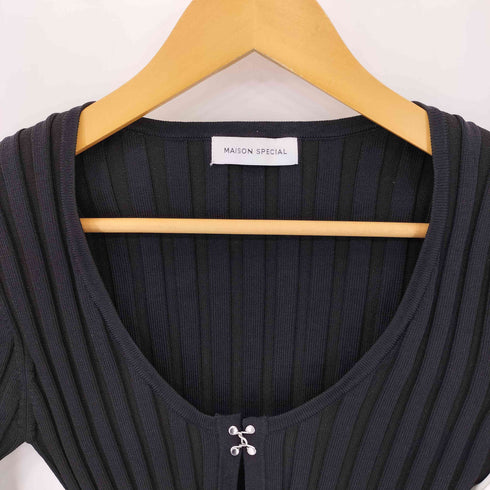 メゾンスペシャル MAISON SPECIAL ワイドリブショートカーディガン レディース