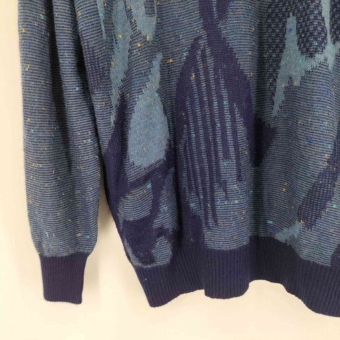 Tumelux フランス製 総柄 ハーフジップ ニットポロシャツ メンズ JPN:5