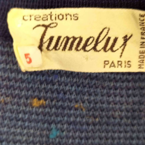 Tumelux フランス製 総柄 ハーフジップ ニットポロシャツ メンズ JPN:5