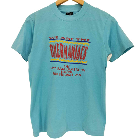 フルーツオブザルーム FRUIT OF THE LOOM 90s USA製 BEST 袖裾シングルステッチ OMERMANIACS プリント クルーネック半袖Tシャツ メンズ import:S