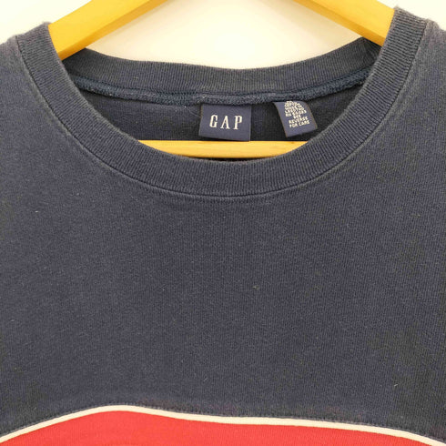 ギャップ Gap 90s~00s 紺タグ チェストボーダー クルーネック半袖Tシャツ メンズ JPN:M