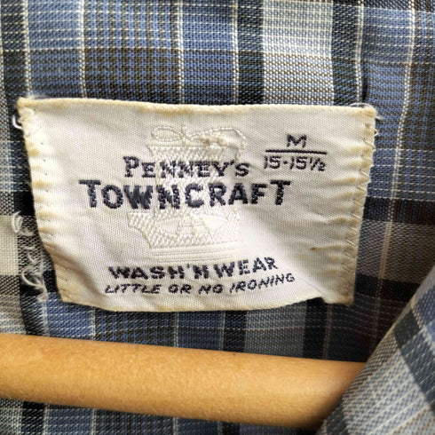 ペニーズタウンクラフト PENNEYS TOWNCRAFT 50-60S 船タグ ボックスシルエット オープンカラーチェックシャツ メンズ M