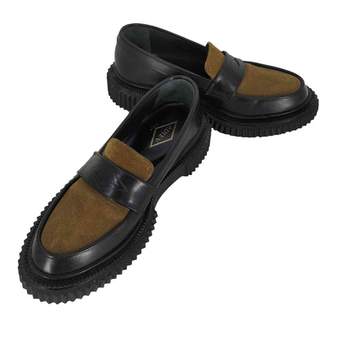 アデュー ADIEV TYPE 182 レザーローファー BLACK/PISTACHIO メンズ EUR:42