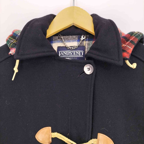 ランズエンド LANDS END 80s USA製 PURE WOOL 裏地チェック ダッフルコート レディース import:M