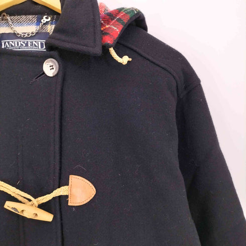 ランズエンド LANDS END 80s USA製 PURE WOOL 裏地チェック ダッフルコート レディース import:M