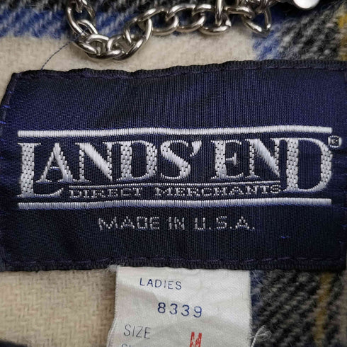 ランズエンド LANDS END 80s USA製 PURE WOOL 裏地チェック ダッフルコート レディース import:M