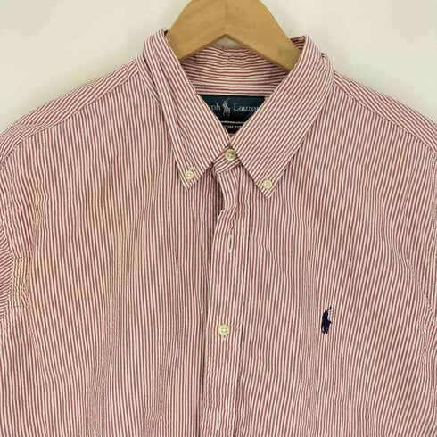 ラルフローレン RALPH LAUREN custom fit シアサッカー ストライプ BDシャツ メンズ import:XL