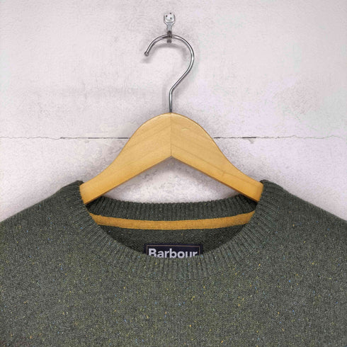 バブアー Barbour フロント刺繍 ネップ加工 クルーネックニット メンズ import:L
