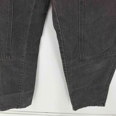 ダブルニーブラックデニムパンツ メンズ 76