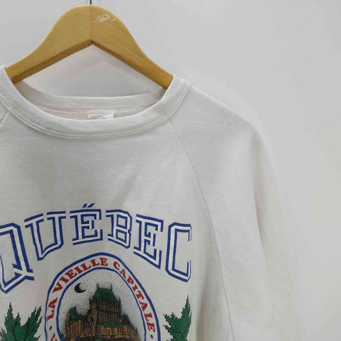 Quality Goods J.M.D Inc. 90S カナダ製 QUEBEC CANADA 3段 プリント カレッジ ラグラン スウェット トレーナー メンズ import:M
