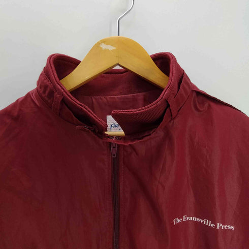Four Seasons 90S USA製 The Evansville Press プリント ポリ コットン ブルゾン オフィサー ジャケット メンズ import:XL