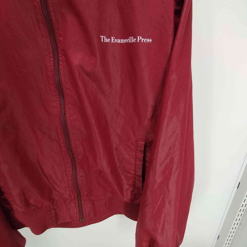 Four Seasons 90S USA製 The Evansville Press プリント ポリ コットン ブルゾン オフィサー ジャケット メンズ import:XL