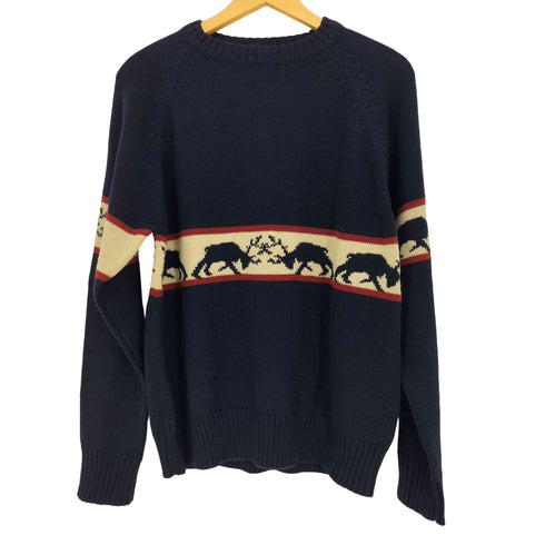 ステューシー Stussy 90s 紺タグ アニマル柄 ラグランスリーブ セーター メンズ import:L