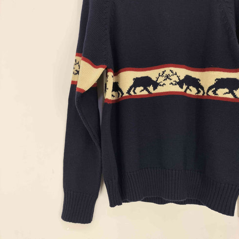 ステューシー Stussy 90s 紺タグ アニマル柄 ラグランスリーブ セーター メンズ import:L