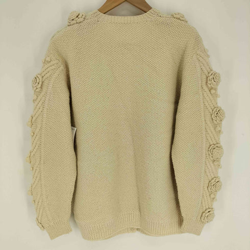 ピンクハウス PINK HOUSE 薔薇型 ボンボン クルーネック ニット カーディガン レディース