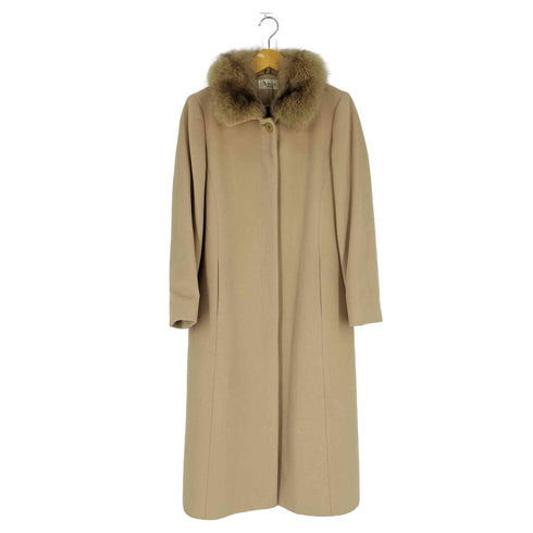 ANIS アンゴラ混ウール フォックスファー ベルテッド ステンカラーコート レディース JPN:L