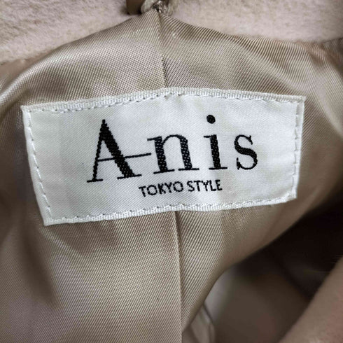 ANIS アンゴラ混ウール フォックスファー ベルテッド ステンカラーコート レディース JPN:L