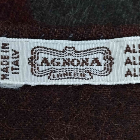 アニオナ AGNONA イタリア製 ボーダー フリンジ アルパカ混ウール マフラー レディース
