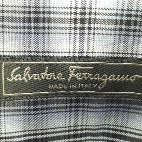 サルヴァトーレフェラガモ Salvatore Ferragamo イタリア製 チェック柄 コットン レギュラーカラー シャツ メンズ import:S