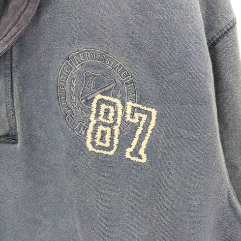 エアロポステール AEROPOSTALE 90-00S フロント 刺繍 スタンドネック フェード プルオーバー ナンバリング スウェット メンズ import:L