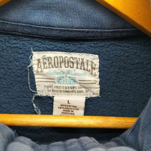 エアロポステール AEROPOSTALE 90-00S フロント 刺繍 スタンドネック フェード プルオーバー ナンバリング スウェット メンズ import:L