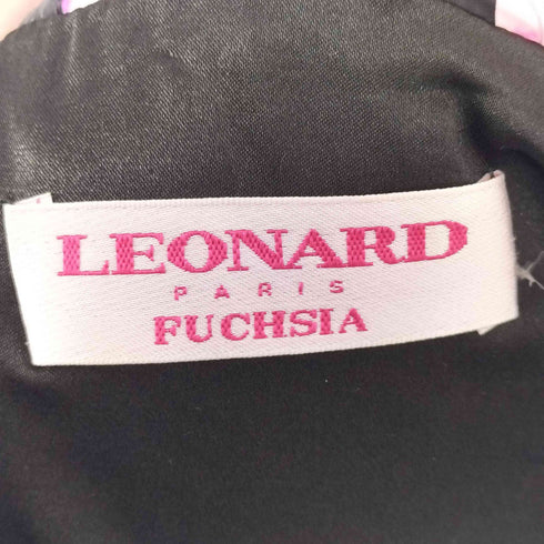レオナール LEONARD ラクーンファー 花柄 レザー切替 ダウンコート レディース 40