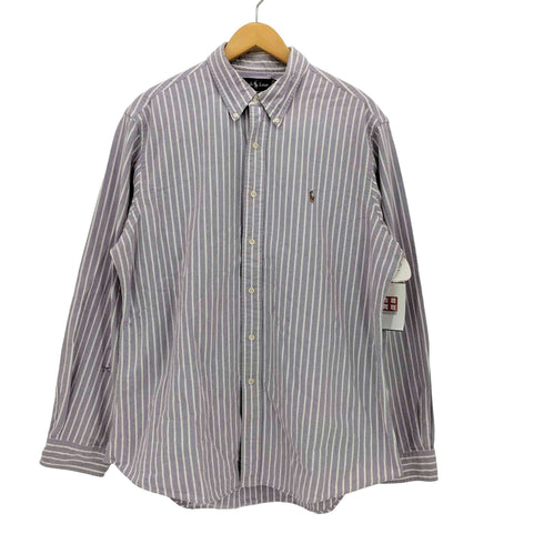ラルフローレン RALPH LAUREN 90S CUSTOM FIT ポニー 刺繍 ストライプ ボタンダウン L/S シャツ メンズ import:XL