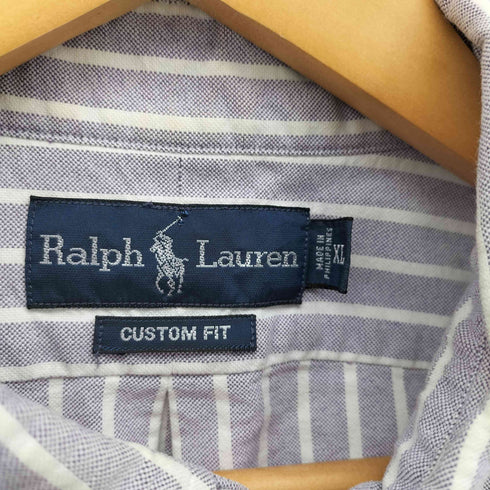 ラルフローレン RALPH LAUREN 90S CUSTOM FIT ポニー 刺繍 ストライプ ボタンダウン L/S シャツ メンズ import:XL