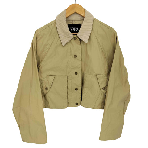 ザラ ZARA 襟コーデュロイクロップドジャケット レディース import:M