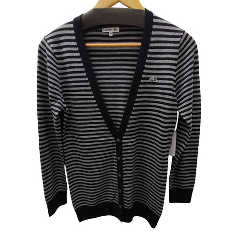 ラコステ LACOSTE ボーダー ウール カーディガン レディース 40