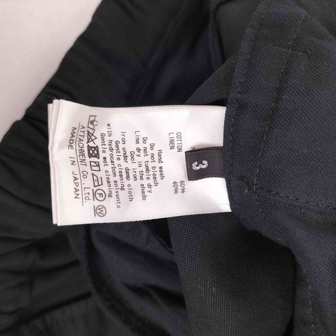 カズユキクマガイアタッチメント KAZUYUKI KUMAGAI ATTACHMENT 強撚リネンコットンリネンオックスラップワイドショーツ メンズ JPN:3