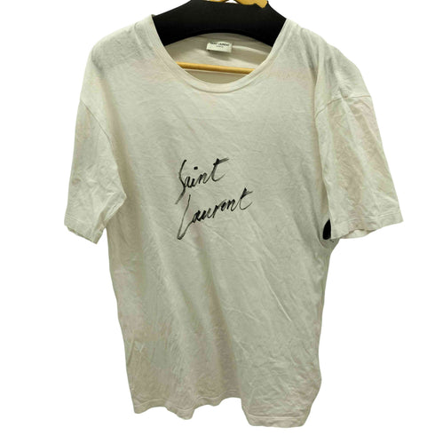 サンローランパリ SAINT LAURENT PARIS TV12 480406 YB1GN 9744 ロゴプリントコットン半袖Tシャツ メンズ JPN:XS